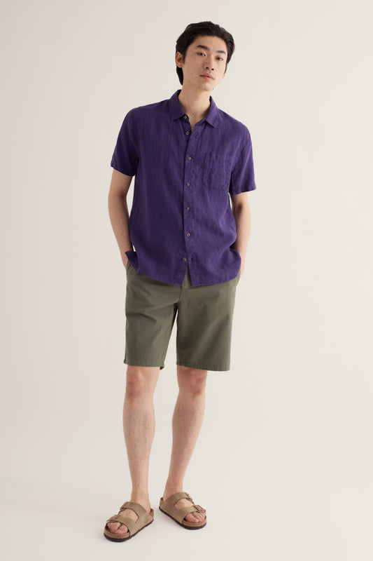 Chemise en lin à manches courtes Carne pour homme