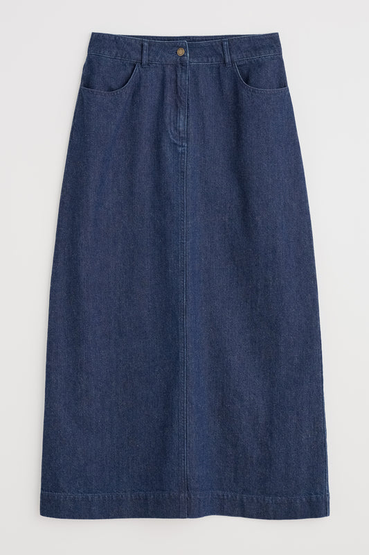 Jupe midi en jean à imprimé fruits