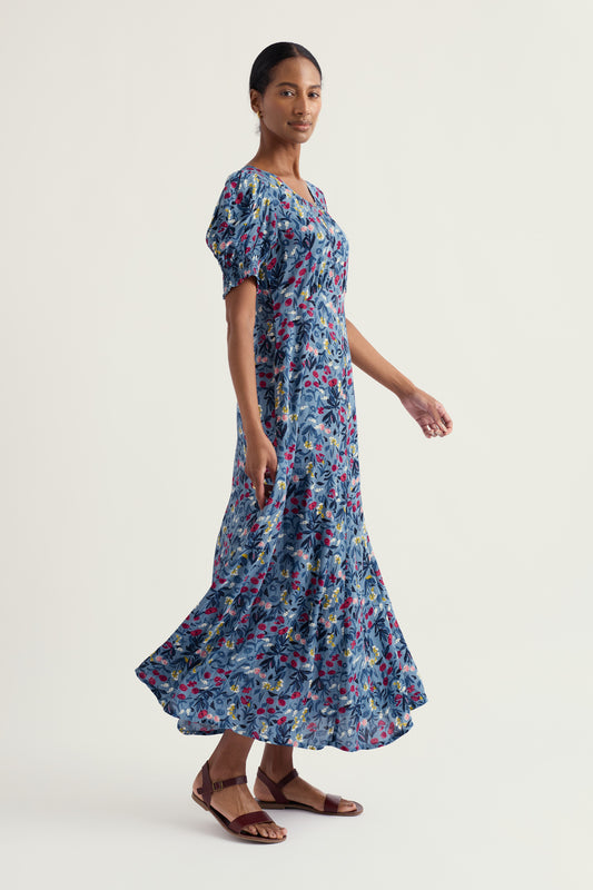 Robe à Manches Courtes Coupe Empire Violette Marsh