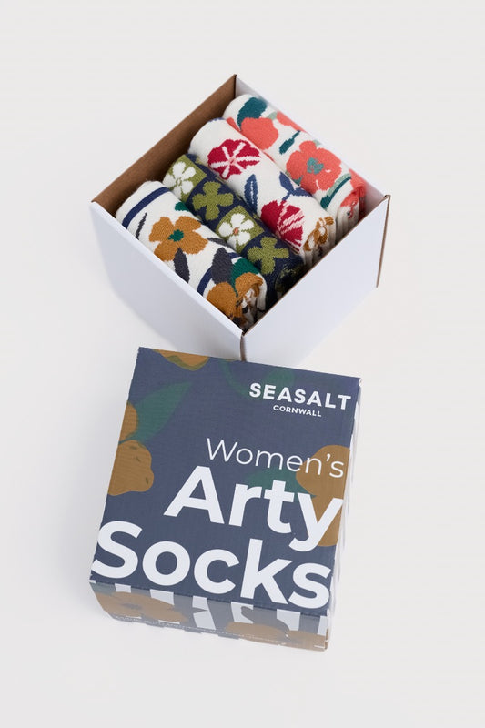 Coffret Cadeau de 4 Paires de Chaussettes Fleuries Arty pour Femme
