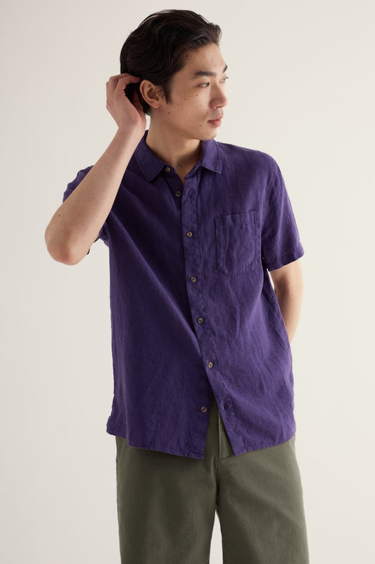 Chemise en lin à manches courtes Carne pour homme
