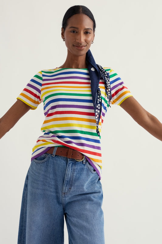 T-shirt marin ajusté Pride Charity en coton biologique certifié GOTS