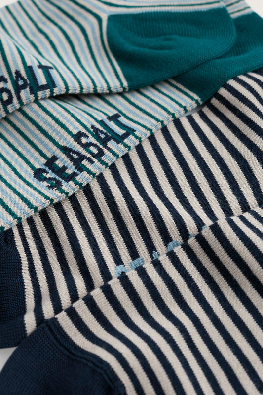 Lot de 2 paires de chaussettes de sport marinières pour homme