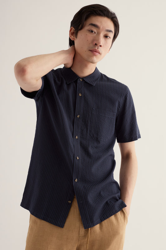Chemise rayée à manches courtes en lyocell mélangé Yestin pour homme