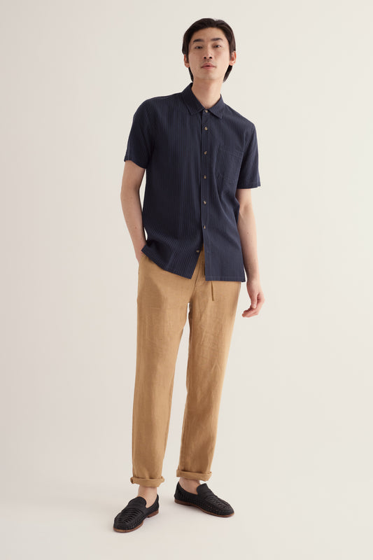 Chemise rayée à manches courtes en lyocell mélangé Yestin pour homme