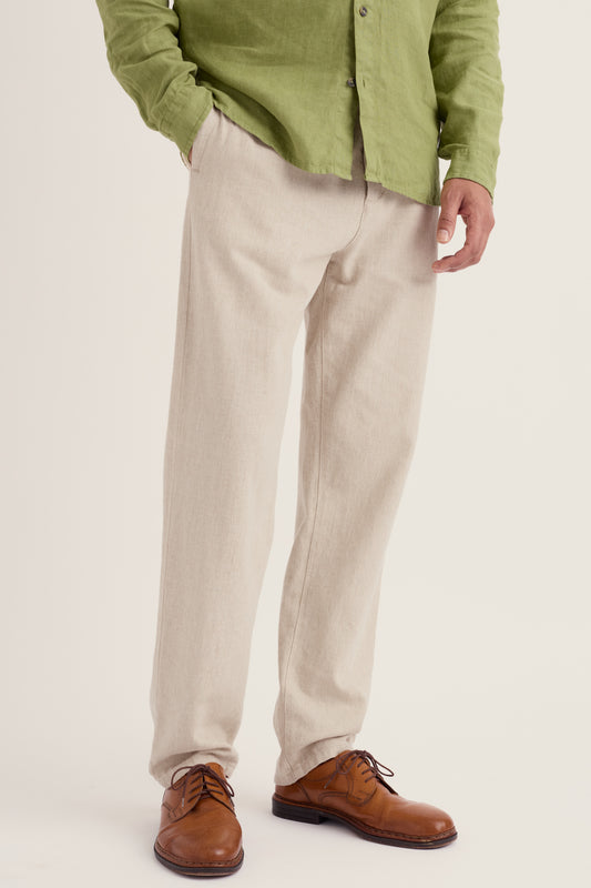 Pantalon en coton-lin écru Messack pour homme