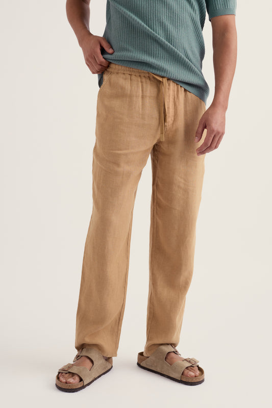 Pantalon en lin à taille nouée pour homme Crewman