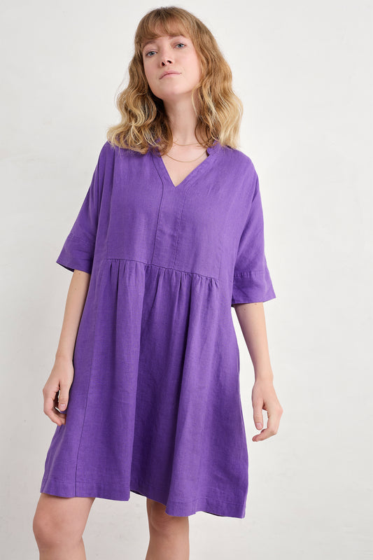 Robe en lin Kiln à cordon de serrage