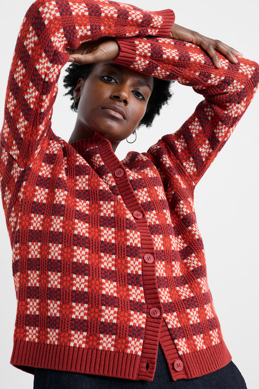 Cardigan à Carreaux en Coton Biologique Kensa