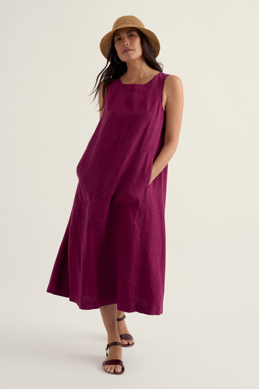 Robe sans manches en lin motifs vagues