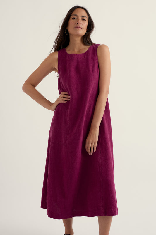 Robe sans manches en lin motifs vagues