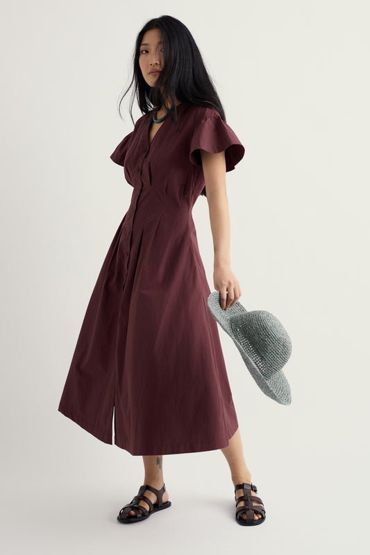 Robe midi en popeline Kerthen Woods