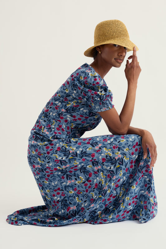 Robe à Manches Courtes Coupe Empire Violette Marsh